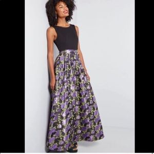 ModCloth Invitation Only Metallic Maxi Dress